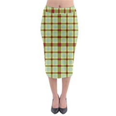Geometric Tartan Pattern Square Midi Pencil Skirt by Sapixe