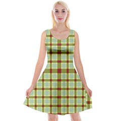 Geometric Tartan Pattern Square Reversible Velvet Sleeveless Dress by Sapixe