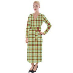 Geometric Tartan Pattern Square Velvet Maxi Wrap Dress by Sapixe