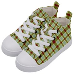 Geometric Tartan Pattern Square Kid s Mid-top Canvas Sneakers