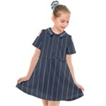 Pinstripe in Diamond Head Pins Pattern Kids  Short Sleeve Shirt Dress