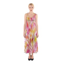 Pretty Painted Pattern Pastel Sleeveless Maxi Dress