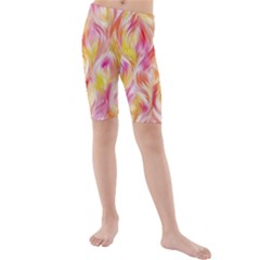 Pretty Painted Pattern Pastel Kids  Mid Length Swim Shorts