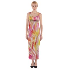 Pretty Painted Pattern Pastel Fitted Maxi Dress