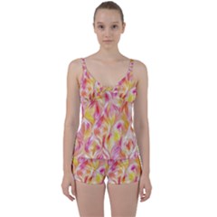 Pretty Painted Pattern Pastel Tie Front Two Piece Tankini by Sapixe