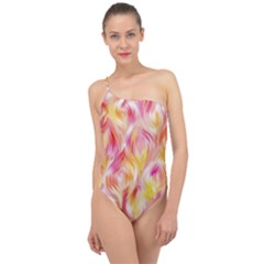 Pretty Painted Pattern Pastel Classic One Shoulder Swimsuit by Sapixe