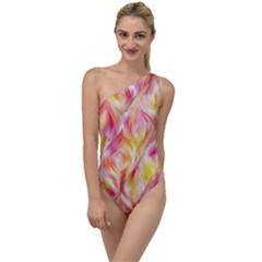Pretty Painted Pattern Pastel To One Side Swimsuit