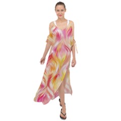Pretty Painted Pattern Pastel Maxi Chiffon Cover Up Dress