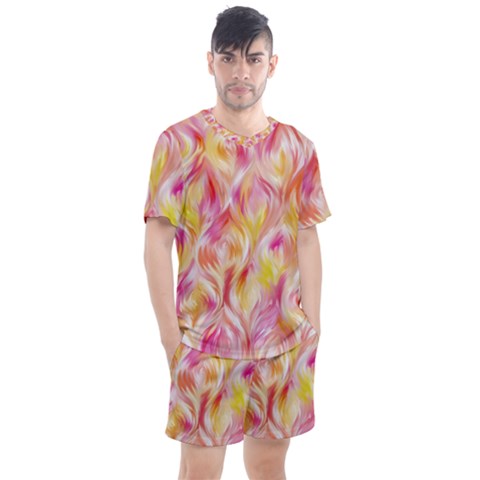 Pretty Painted Pattern Pastel Men s Mesh Tee And Shorts Set by Sapixe