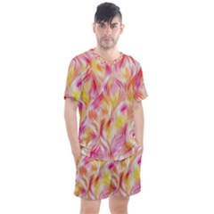 Pretty Painted Pattern Pastel Men s Mesh Tee And Shorts Set