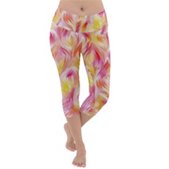 Pretty Painted Pattern Pastel Lightweight Velour Capri Yoga Leggings by Sapixe