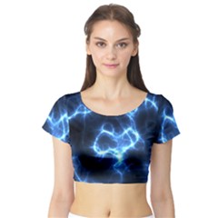 Electricity Blue Brightness Bright Short Sleeve Crop Top