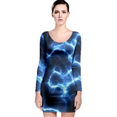 Electricity Blue Brightness Bright Long Sleeve Bodycon Dress