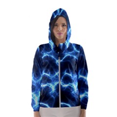 Electricity Blue Brightness Bright Hooded Windbreaker (women)