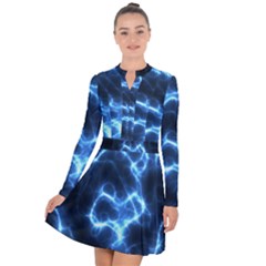 Electricity Blue Brightness Bright Long Sleeve Panel Dress by Sapixe