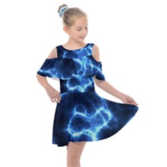 Electricity Blue Brightness Bright Kids  Shoulder Cutout Chiffon Dress