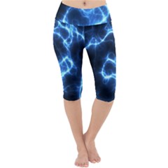 Electricity Blue Brightness Bright Lightweight Velour Cropped Yoga Leggings