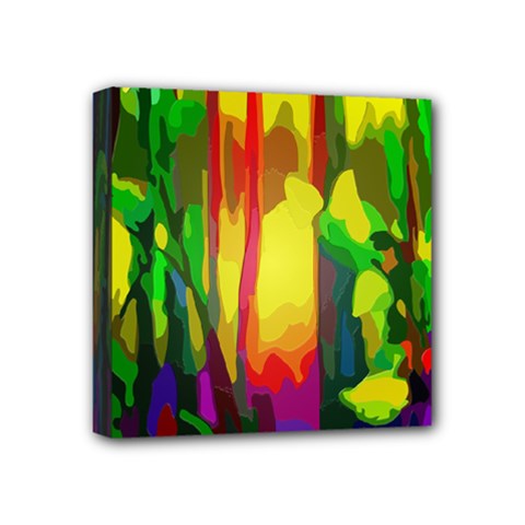 Abstract Vibrant Colour Botany Mini Canvas 4  X 4  (stretched)