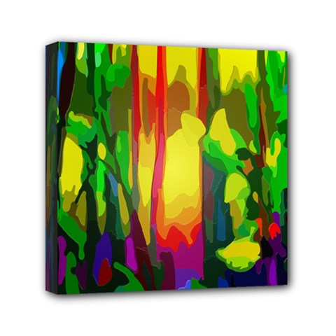 Abstract Vibrant Colour Botany Mini Canvas 6  X 6  (stretched)