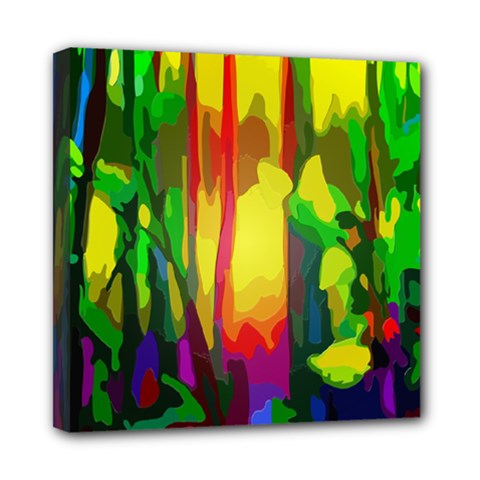 Abstract Vibrant Colour Botany Mini Canvas 8  X 8  (stretched)
