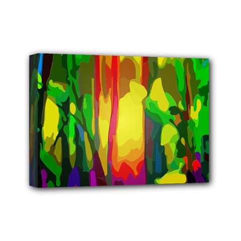 Abstract Vibrant Colour Botany Mini Canvas 7  X 5  (stretched)
