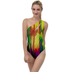Abstract Vibrant Colour Botany To One Side Swimsuit