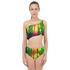 Abstract Vibrant Colour Botany Spliced Up Two Piece Swimsuit