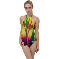 Abstract Vibrant Colour Botany Go With The Flow One Piece Swimsuit