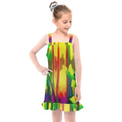 Abstract Vibrant Colour Botany Kids  Overall Dress