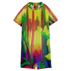 Abstract Vibrant Colour Botany Kids  Boyleg Half Suit Swimwear by Sapixe