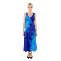 Background Course Gradient Blue Sleeveless Maxi Dress