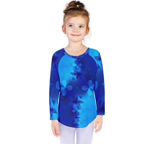 Background Course Gradient Blue Kids  Long Sleeve Tee by Sapixe