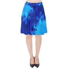 Background Course Gradient Blue Velvet High Waist Skirt