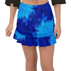 Background Course Gradient Blue Fishtail Mini Chiffon Skirt