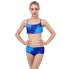 Background Course Gradient Blue Layered Top Bikini Set