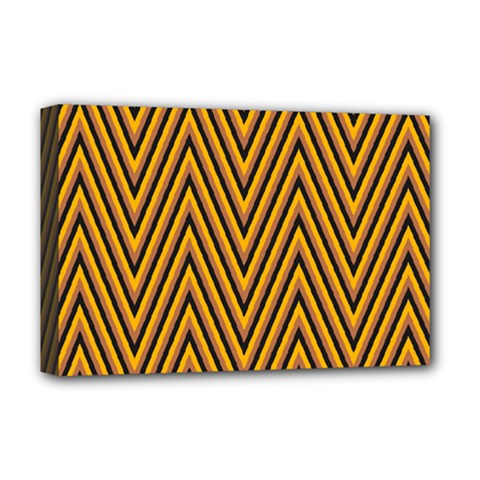 Chevron Brown Retro Vintage Deluxe Canvas 18  X 12  (stretched) by Sapixe