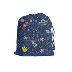 Cat Cosmos Cosmonaut Rocket Drawstring Pouch (large) by Sapixe