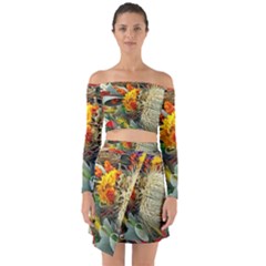 Flower Color Nature Plant Crafts Off Shoulder Top With Skirt Set