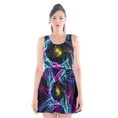 Abstract Art Color Design Lines Scoop Neck Skater Dress