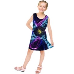 Abstract Art Color Design Lines Kids  Tunic Dress