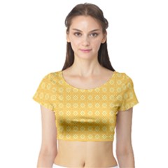 Pattern Background Texture Yellow Short Sleeve Crop Top by Sapixe