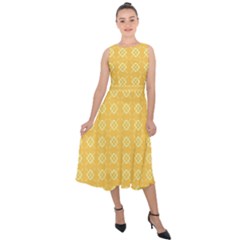 Pattern Background Texture Yellow Midi Tie-back Chiffon Dress by Sapixe