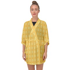 Pattern Background Texture Yellow Half Sleeve Chiffon Kimono