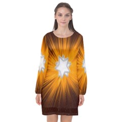 Star Universe Space Galaxy Cosmos Long Sleeve Chiffon Shift Dress 