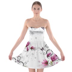 Butterflies And Flowers Strapless Bra Top Dress by burpdesignsA
