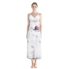 Butterflies And Flowers Button Up Chiffon Maxi Dress by burpdesignsA