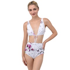 Butterflies And Flowers Tied Up Two Piece Swimsuit