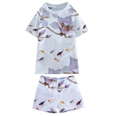 Fishes And Flowers Kids  Swim Tee And Shorts Set