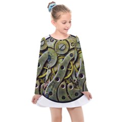  Clock Steampunk Gear  Kids  Long Sleeve Dress by burpdesignsA