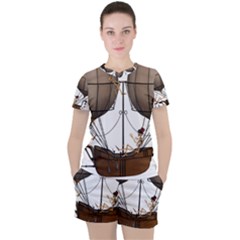 Steampunk Flyer Women s Tee And Shorts Set